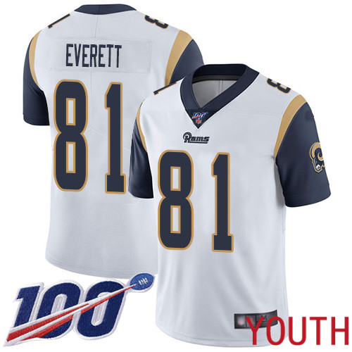 Los Angeles Rams Limited White Youth Gerald Everett Road Jersey NFL Football 81 100th Season Vapor Untouchable
